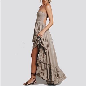 Women Summer Cotton Sexy Blackless Long Dress FP